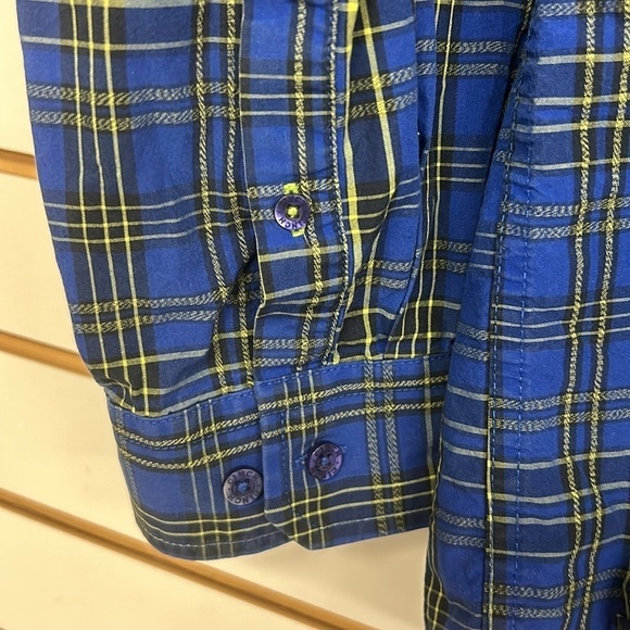 Cinch 100% Cotton‎ Long Sleeve Button Down Shirt Blue/Yellow Plaid EUC Size M - Picture 4 of 8